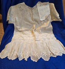Antique Girl Child Dress Edwardian White Lace Drop Waist Original