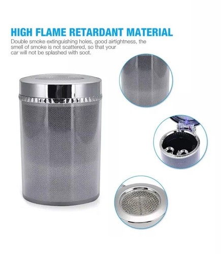 Car LED Light Up Ashtray Smokeless Ash Cigarette Cylinder Holder Cup Colorful - Picture 5 of 9