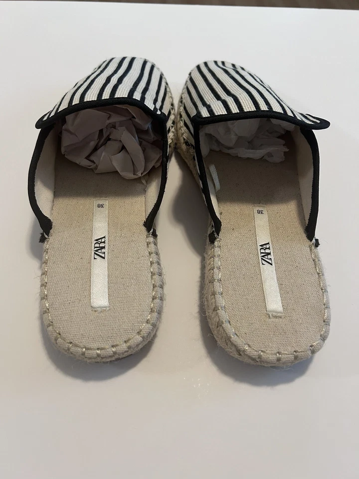 Zara Stripped Fabric Espadrilles Mules Size 38 US - 7.5 NWOT - Image 4 of 4