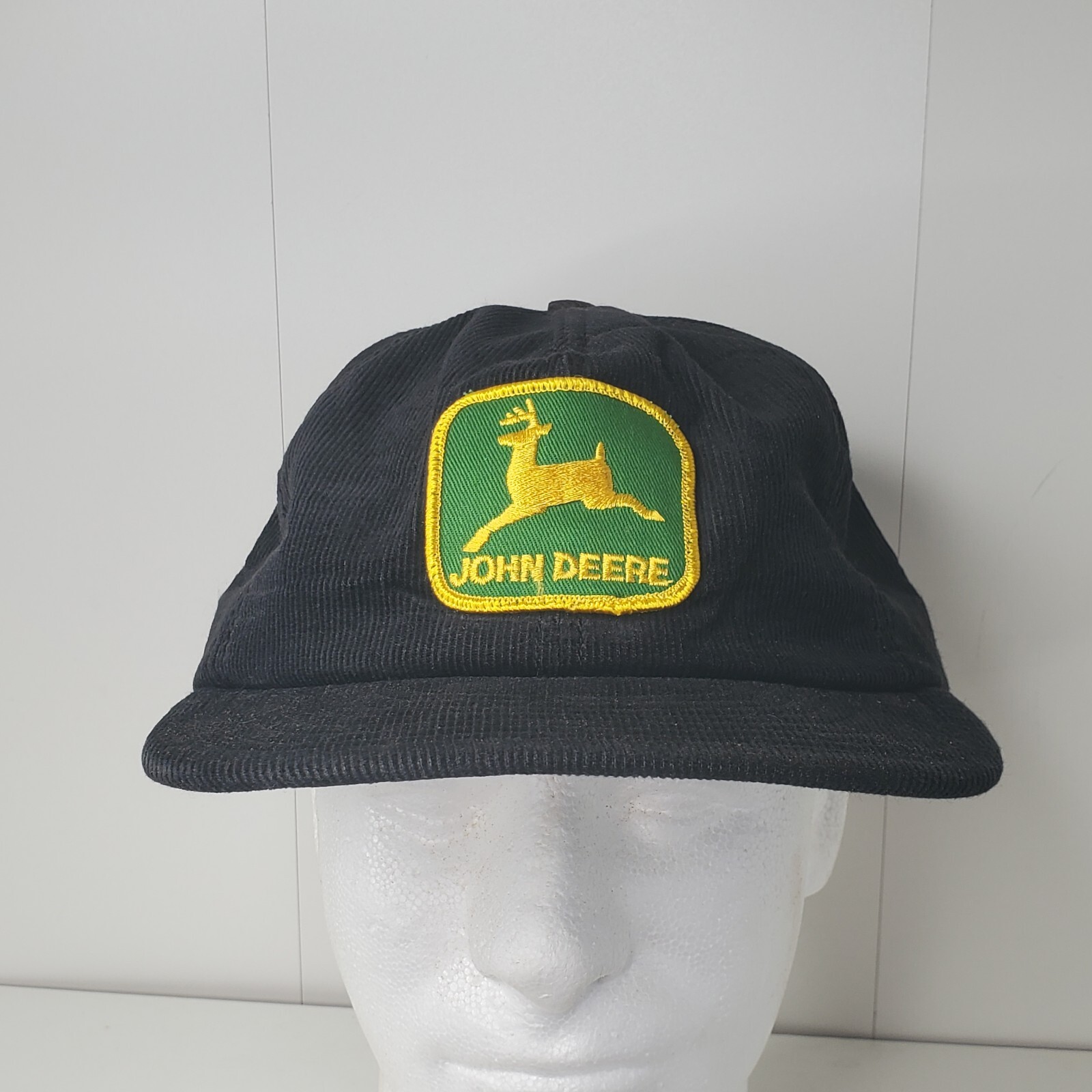 VTG John Deere Hat Cap Patch Black Full Foam Snap… - image 2
