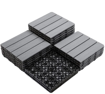 AURA Deck Driftwood Interlocking Floor Tile, Gray - 22 Pack
