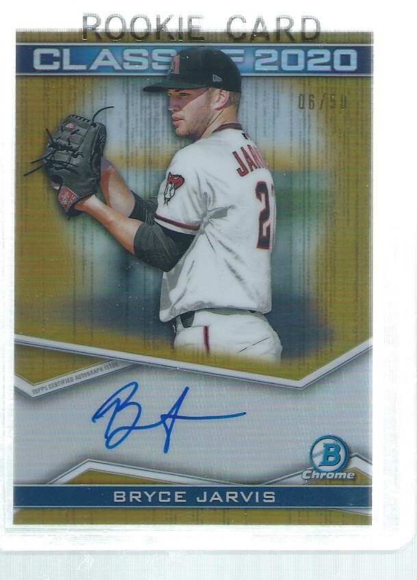 BRYCE JARVIS 2020 BOWMAN CHROME ON CARD AUTO GOLD REFRACTOR PROSPECT #D 6/50