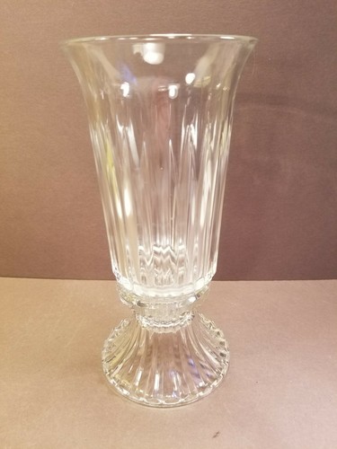 Cut Glass Hurricane Taper Candle Holder-2 Piece Cover / Globe w/ Base 9 1/2" - Picture 6 of 9