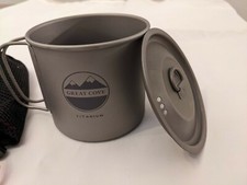 Great Cove Titanium 600ml Cooking Pot/Mug with Bag & Lid for Backpacking/Camping
