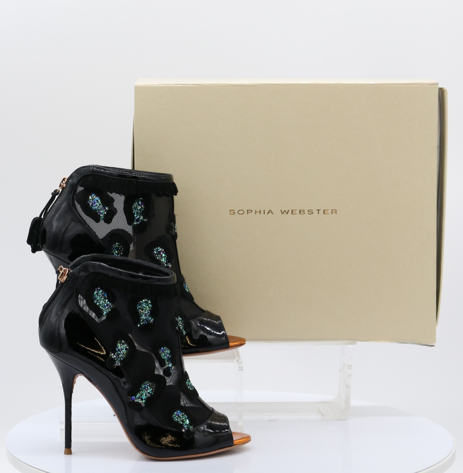 SOPHIA WEBSTER SEÑORA FELICIA BOTAS DE LEOPARDO MUCHAS TALLAS NEGRO VERDE PRECIO DE VENTA SUGERIDO POR EL FABRICANTE £650 M