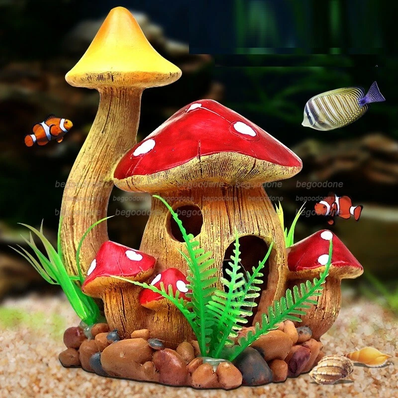 Aquarium Decoration Mushroom Ornaments Fairy Resin Articraft For