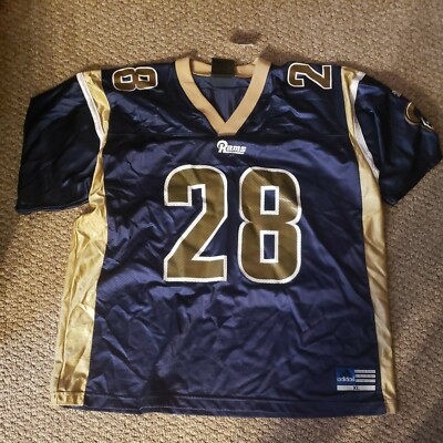 Adidas Team Los Angeles Rams Marshall Faulk #28 Blue Jersey Adult Sz XL  18/20