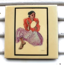 RC Gorman Tile Art Bread Maker Decorative Hanging Wall Native Navajo Woman 