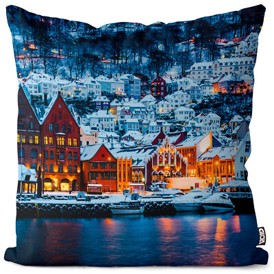 VOID Kissenbezug Norwegen Bucht Fjord Skandinavien Bergen Stadt Landschaft