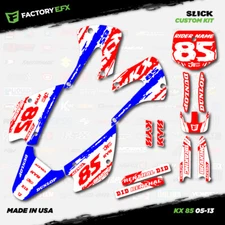 Red White Blue Slick Racing Graphics Kit fits Kx85 05-13 Plates Kx 85 2005-2013