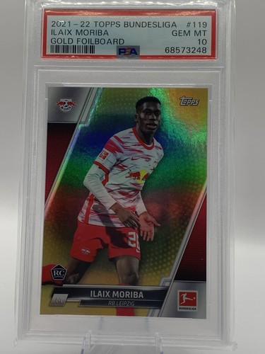 Iliax Moriba RC 2021-22 Topps Bundesliga Soccer Gold Card /50 PSA 10 RB Leipzig - Picture 12 of 19