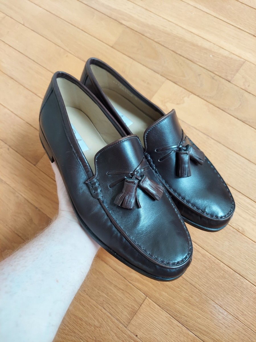 NWOB Perlini Brown Nappa Leather Apron Moc Toe Tassel Loafer 
