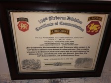 108TH AIRBORNE DIVISION / COMMEMORATIVE - CERTIFICATE OF COMMENDATION