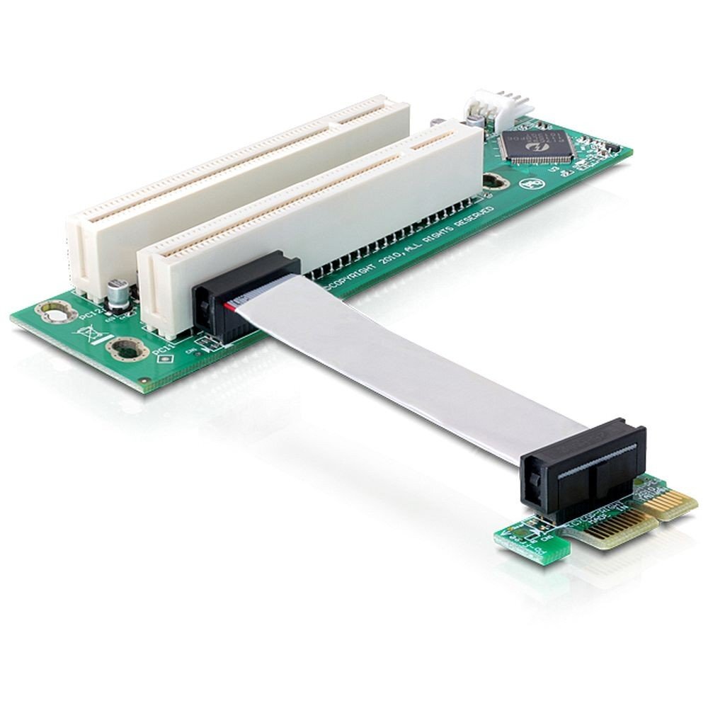 Delock 41341 Riser PCI-Express Karte (1x Slot auf 2X Slot), Grün, Weiß