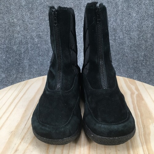 Propet Boots Womens 9 Alta Quilted Short Winter Snow Boot Black Suede Front Zip - 第 7/15 張圖片