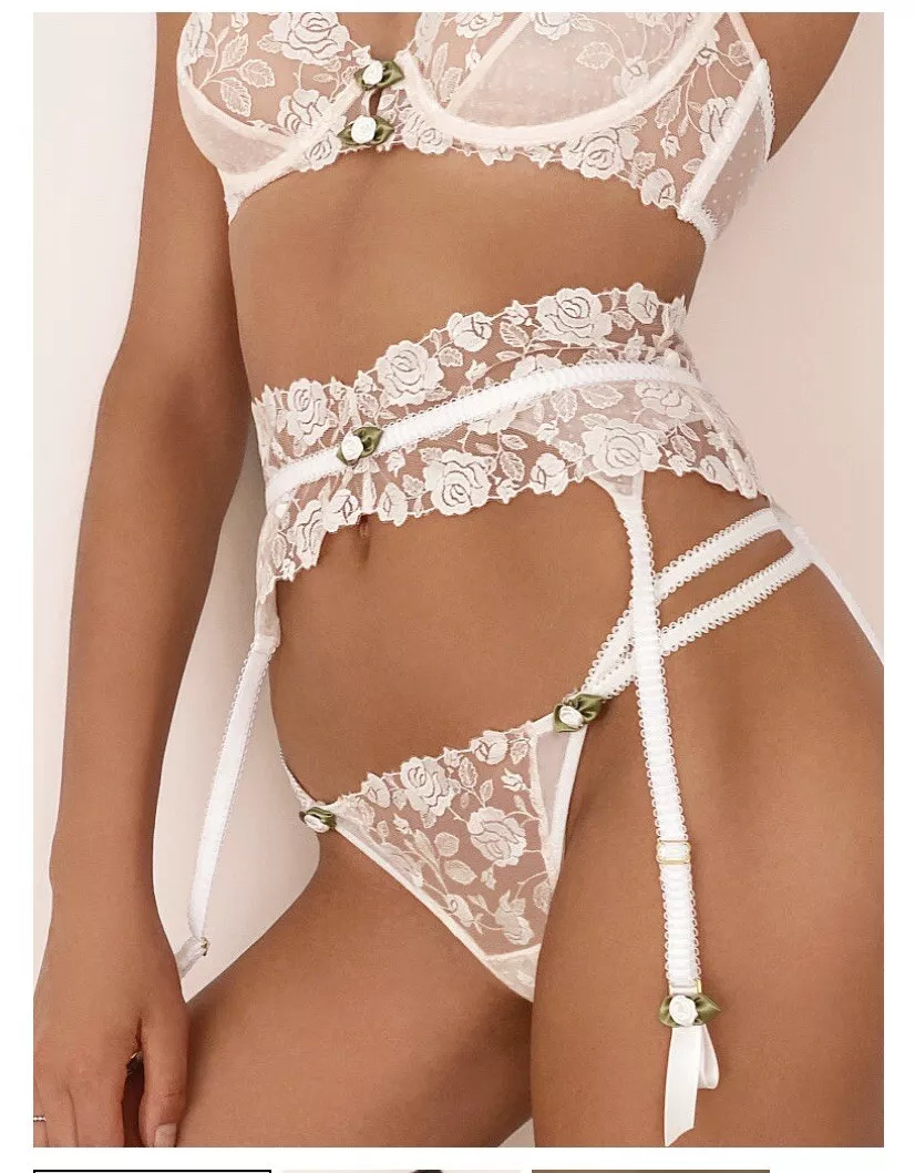 NWT For Love & Lemons Sweetheart Lingerie 3 Piece Set Size Lg Lace Floral