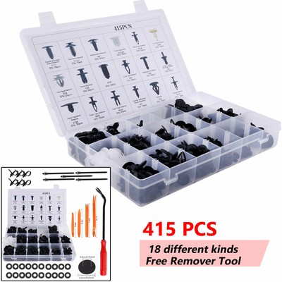 415pc Plastic Rivets Fastener Fender Bumper Push Pin Clips 5 Remover tool Kits