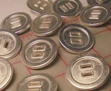 12 Vintage Italian Faux 2 Hole Metal Shank Button LG Silver 1-1/8" Uneven Finish