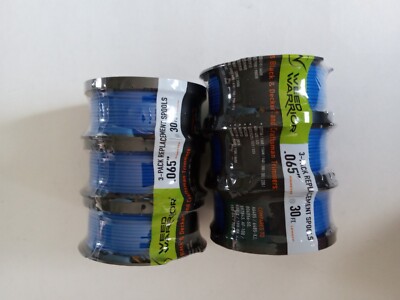 Lot of 2 Weed Warrior  .065''x 30' String Trim Line Spools 3-Pack ( 6 Spools) New