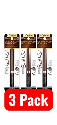 L'Oreal Paris Brow Stylist Boost Set Eyebrow Mascara Dark Brunette, 3 pack