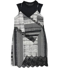 GUESS Womens Aziz Lace Trim Slip A-line Dress, black, L