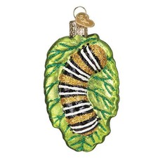 Old World Christmas Ornaments Fuzzy Green, Yellow, Black, and White