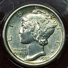 1920-P Mercury Silver Dime Unc, Free Shipping