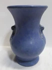 1920s Brush McCoy #742 ART Pottery Blue Vellum VASE Matte Finish Leaf Handles
