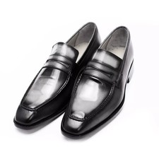 New Handmade Moccasin Gray Leather Causal Slip On Formal Dress Men Party Shoes
