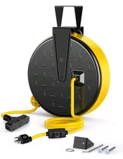 30FT Retractable Power Cord Reel 3 Outlets Automatic Rewind Easy Install New
