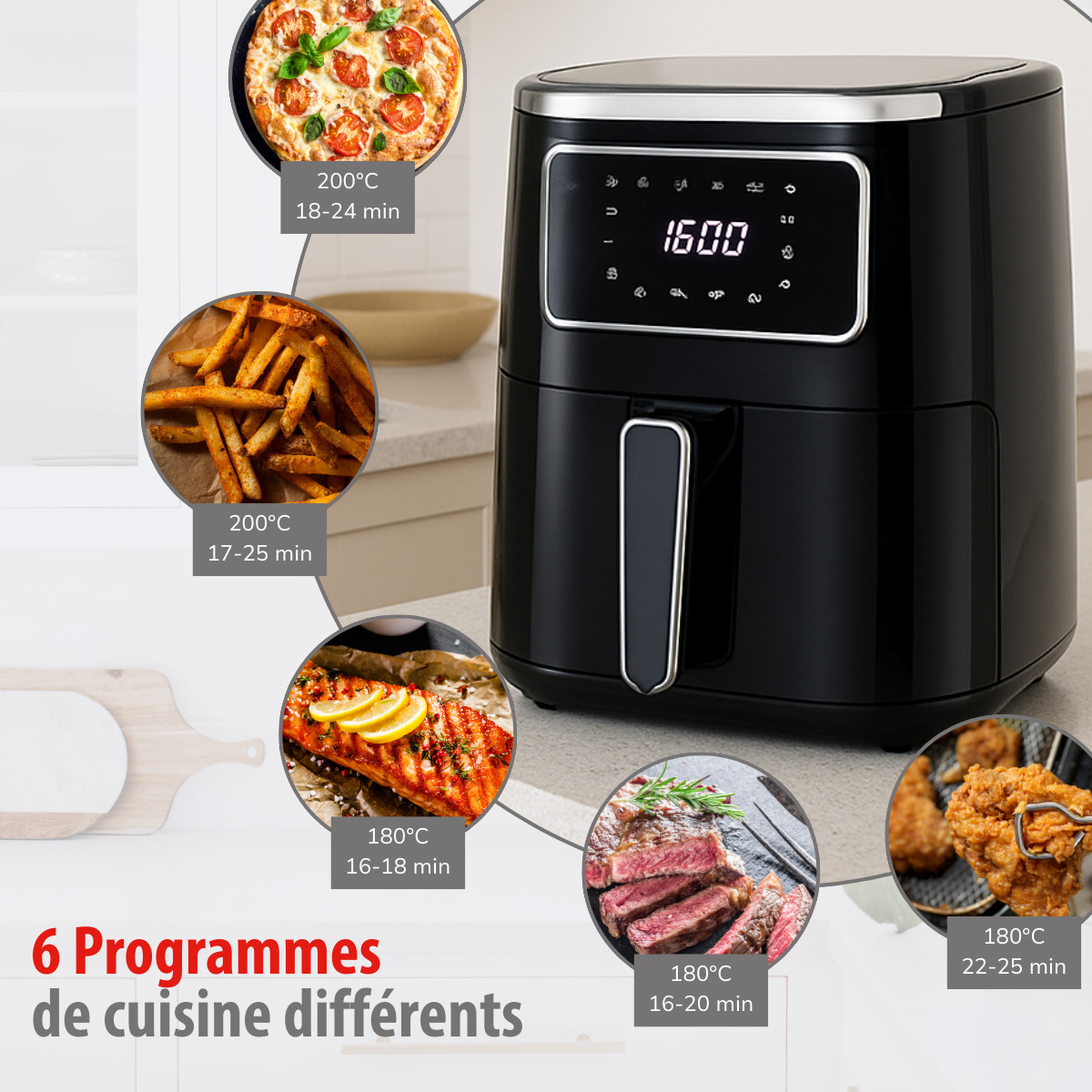 Foto 5 van alpina Airfryer 4.5L - Friteuse à air chaud 1-4 personnes - Friteuse à air avec