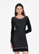 TF5063 ABITO DONNA LIU JO BETTER VESTITO DRESS NERO ABITINO SCOLLO ROTONDO NERO