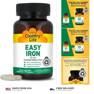Country Life Easy Iron 25 mg | Gentle, Non-Constipating Iron Supplement | Sup...