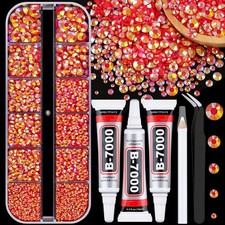 Resin Flatback Rhinestones Red AB Crystal With B7000 Glue DIY Craft Kit
