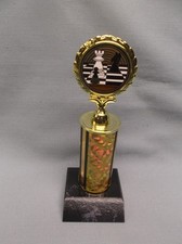chess insert trophy award gold column black wood base