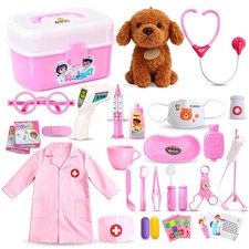 Girl Toys Doctor Kit for Toddlers 3-5 with Plush Dog, 39 PCS Kids Vet Play Set w