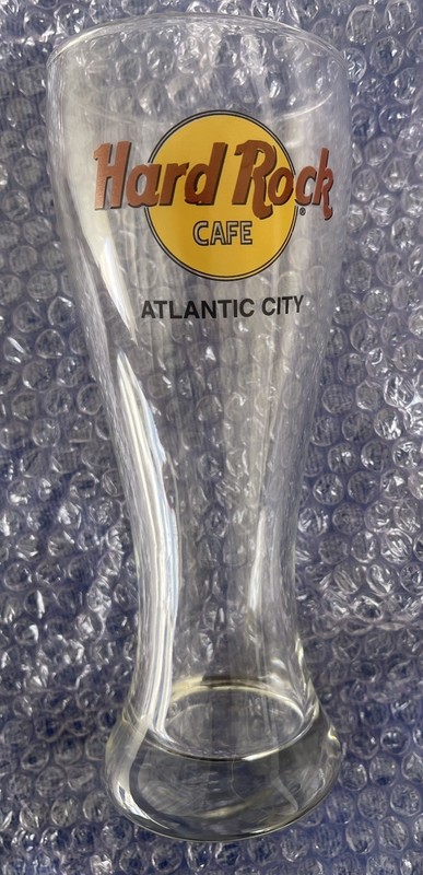 Vintage Hard Rock Cafe Pilsner Beer Glass Atlantic City Collectible Souvenir