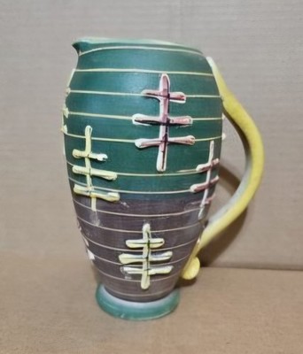 Elbee Italy Art Pottery 7in Applied Art Pitcher Numbered And Signed AS IS