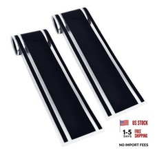 2 PCS Car Hood Sticker Auto Racing Stripes Decal 70.9"  3.5" Self Black