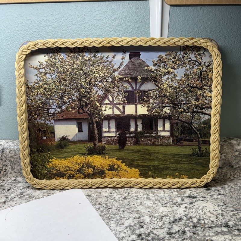 Vintage Wicker Serving Tray Thatch Cottage  Pimpernel 1970 Dunlicraft MakeOffer