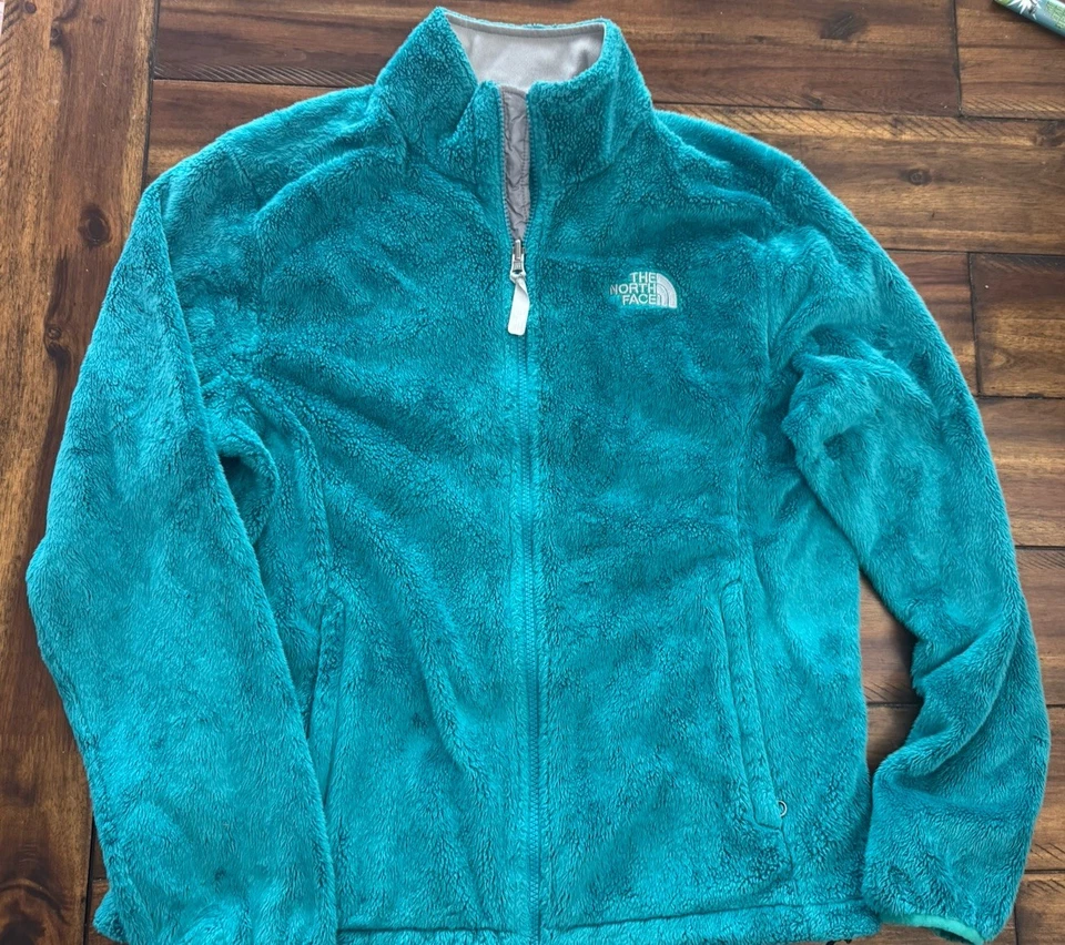 Chaqueta para mujer The North Face verde azulado polar cremallera completa difusa grande L