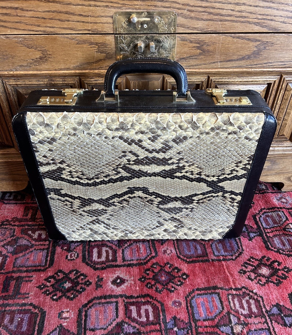Vintage 70s Python Snakeskin Leather Luxury Brief… - image 24