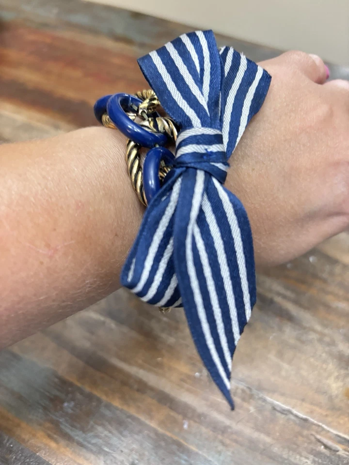 Betsey Johnson корабль форма пластиковый синий и золотой цепи с лентой браслет - Изображение 3 из 4