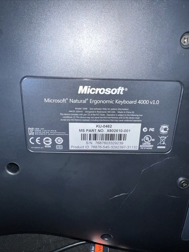 Microsoft Natural Ergonomic Keyboard 4000 V1.0 KU-0462 Schwarz Kabelgebunden USB Getestet - Bild 12 von 16