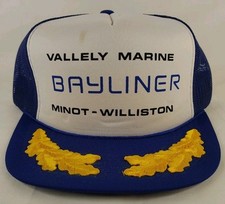 Vallely Marine Bayliner Minot-Williston Vintage Trucker Rope Hat Scrambled Eggs