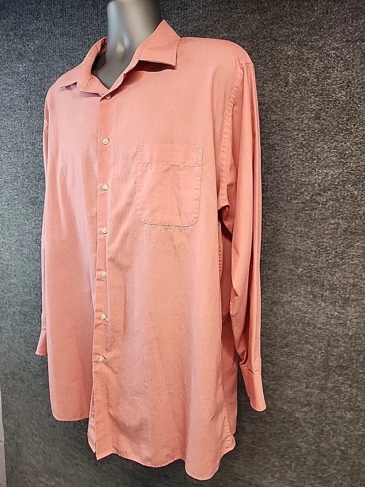 Camisa de vestir ajustada Dockers para hombre talla XL (17"-17,5") mezcla de algodón preppy coral Foto 2 de 4