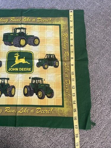 Cut & Sew Panel John Deere Tractor Nothing Runs Like A Deere Pillow Craft Quilt - Picture 9 of 10