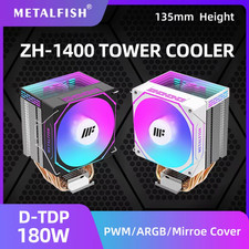 CPU Cooler 4 HeatPipes 4PIN PWM Silent ARGB Fan For Intel 1700 1200 115X 1366 20
