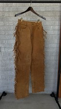 Vintage western suede leather fringe pants