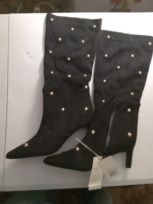 Women's Casual Boots Size 8 Zip Black Point Style Nightlife Party Occasion